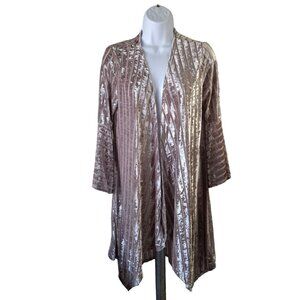Camille & Co Velvet Duster Cardigan Womens Small Blush Pink